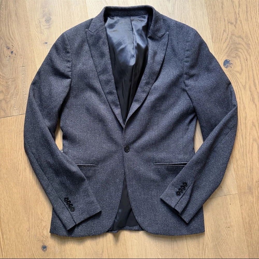 Guess Los Angeles Men’s Grey Skinny Fit One-Button Blazer Size 36 Modern Jacket